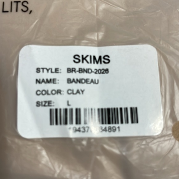 SKIMS Size Large Strapless Bandeau Bra Strapless Color Clay NWT Soft - Picture 8 of 8